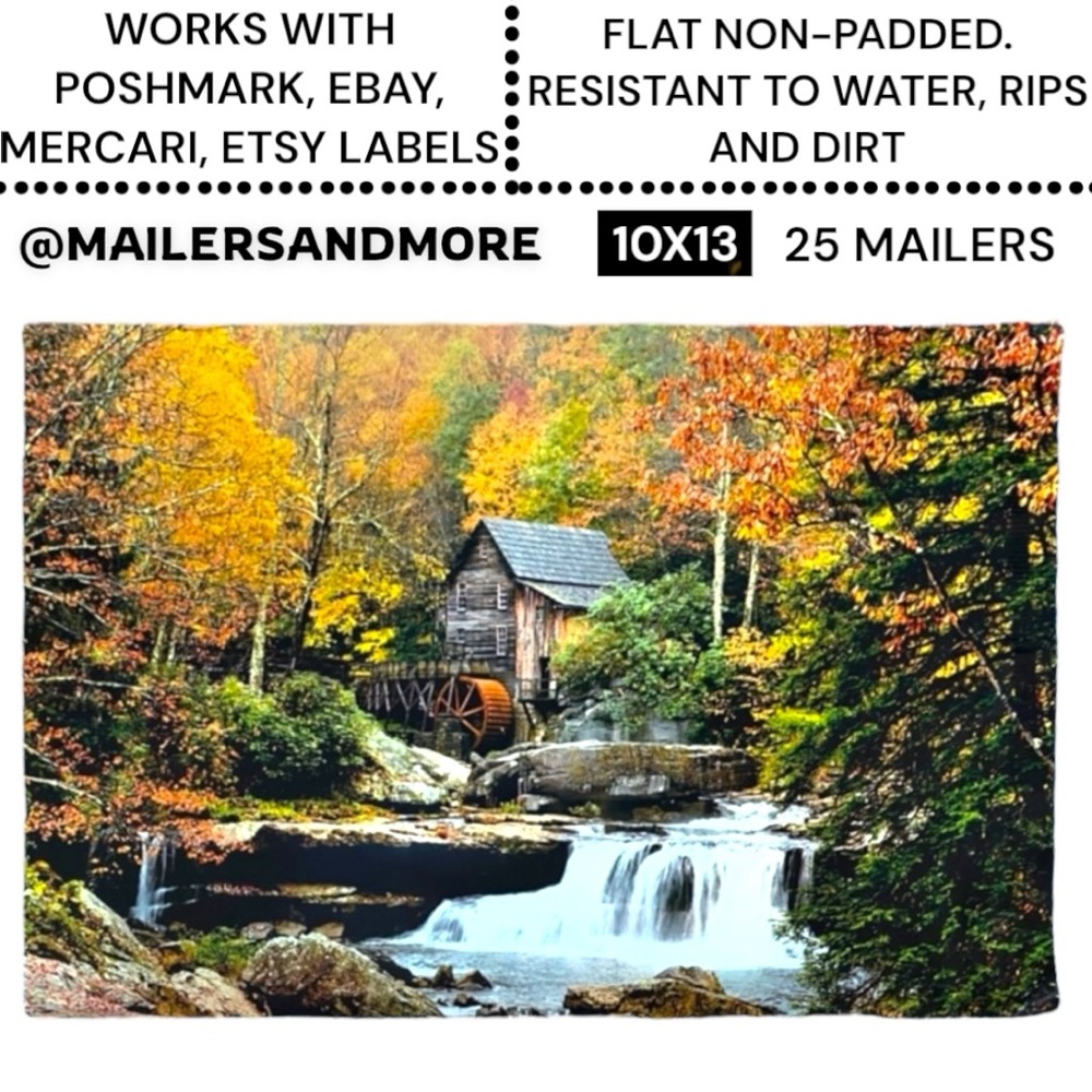 25 10X13 Poly Mailers Glade Creek Grist Mill Autumn, Shipping PRICE IS FIRM Fall - Picture 2 of 10